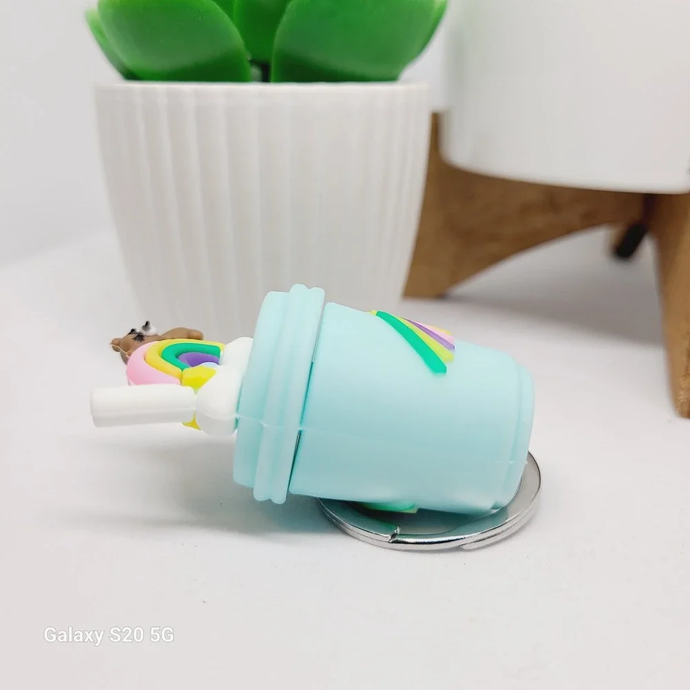 Cute Bear Rainbow Drink Keychain Charm Bag Purse‎ Decoration NWOT Gift